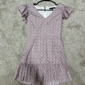 Kittenish Pink and White Patterned Mini Dress